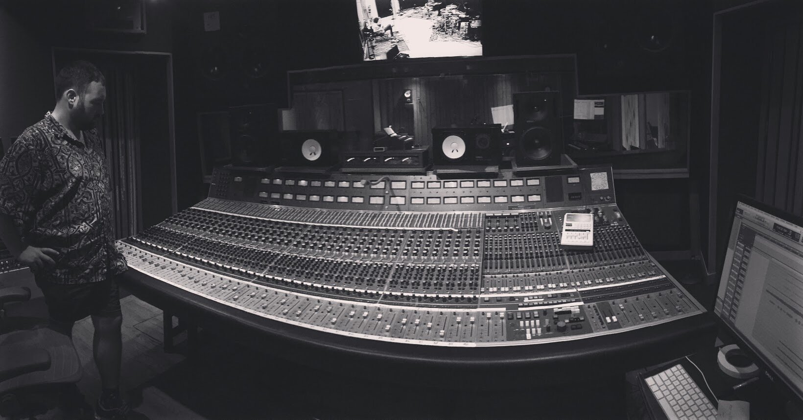 David Fitzgibbons at a large-format mixing console